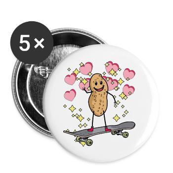 Hearty Peanut Peanut Skater for Kids Hearts - Buttons small 1''/25 mm (5-pack) - white - Front