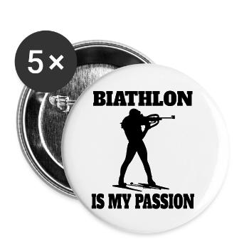 Biathlon Skier Gift Biathlete Winter Sports - Buttons small 1''/25 mm (5-pack) - white - Front