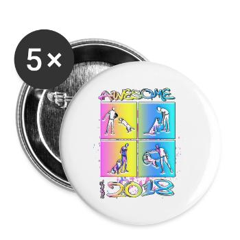 Awesome since 2018. Agility, Hundetraining - Buttons small 1''/25 mm (5-pack) - white - Front