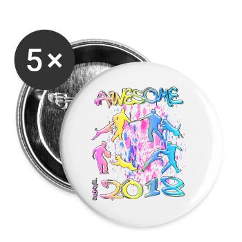 Awesome since 2018. Agility, Hundetraining - Buttons small 1''/25 mm (5-pack) - white - Front