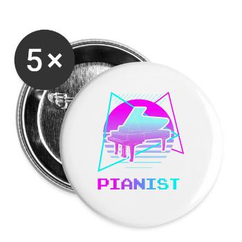 Retro Pianist Piano Instrument - Buttons small 1''/25 mm (5-pack) - white - Front
