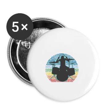 Born For Drum Set Forced To Work Drummer - Buttons small 1''/25 mm (5-pack) - white - Front