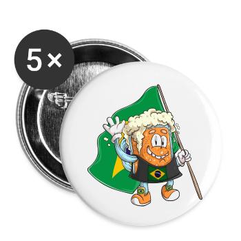 Fan de bière du Brésil - Lot de 5 petits badges (25 mm) - blanc - Devant