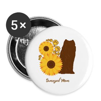 Sunflower Mother - Samoyed - Buttons small 1''/25 mm (5-pack) - white - Front
