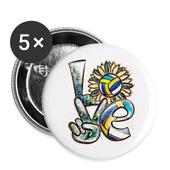 Love Volleyball Player - Buttons small 1''/25 mm (5-pack) - white - Front