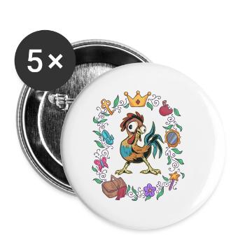 Rooster loves fairy tales - Buttons small 1''/25 mm (5-pack) - white - Front