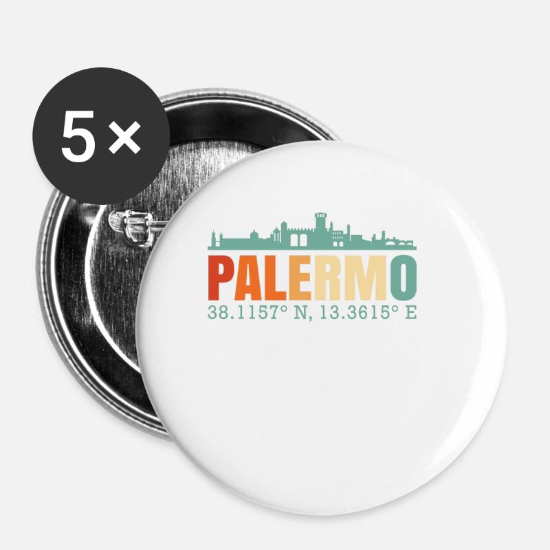Palermo Italy Skyline - Buttons small 1''/25 mm (5-pack) - white