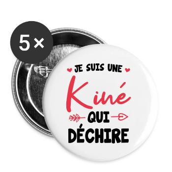 Je suis une kine qui dechire - Lot de 5 petits badges (25 mm) - blanc - Devant