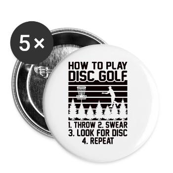 Disc Golf Disc-Golf Frisbee Baum Korb Abwurf - Buttons klein 25 mm (5er Pack) - Weiß - Vorne