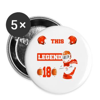 This sports legend is now 18, rugby game 18. - Buttons small 1''/25 mm (5-pack) - white - Front