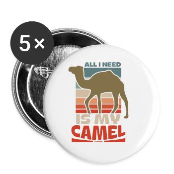 Tout ce dont j’ai besoin, c’est de mon chameau - Lot de 5 petits badges (25 mm) - blanc - Devant