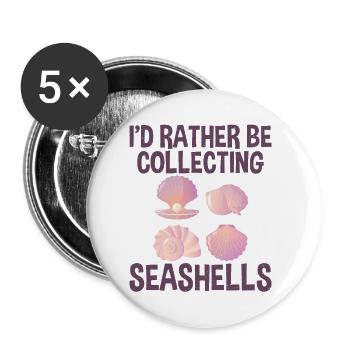 Collecter des coquillages Collecteur de coquillages - Lot de 5 petits badges (25 mm) - blanc - Devant