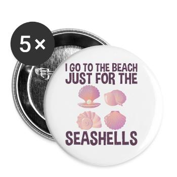 Aller à la plage Collecte de coquillages - Lot de 5 petits badges (25 mm) - blanc - Devant