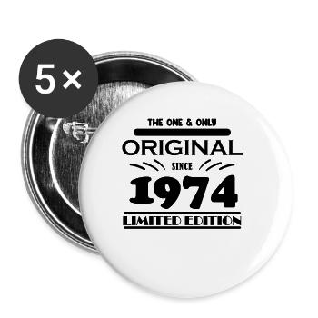 1974 - Année de construction 1974 - Né en 1974 - Lot de 5 petits badges (25 mm) - blanc - Devant