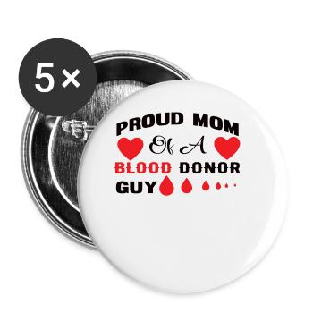 Don de sang Don de sang Donneur de sang Maman fils - Lot de 5 petits badges (25 mm) - blanc - Devant