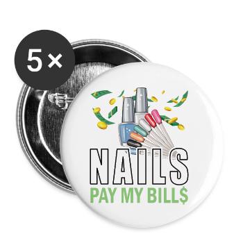 Nails Pay My Bills Manicure - Buttons small 1''/25 mm (5-pack) - white - Front