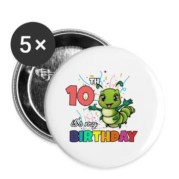 Chenille - Lot de 5 petits badges (25 mm) - blanc - Devant