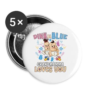 Pink or Blue Grandmamma Loves You Best - Buttons small 1''/25 mm (5-pack) - white - Front