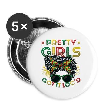Pretty Girls Got It Locd Dreadlock Melanin Black - Buttons small 1''/25 mm (5-pack) - white - Front