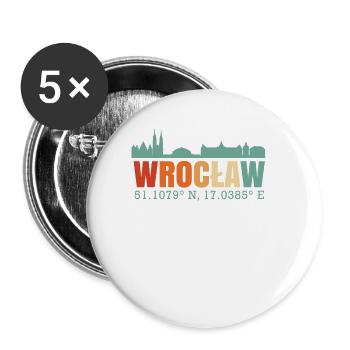 Horizon de Wroclaw Pologne - Lot de 5 petits badges (25 mm) - blanc - Devant