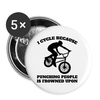 Bike Cycling Mountainbike Bike Tour Cycling - Buttons small 1''/25 mm (5-pack) - white - Front