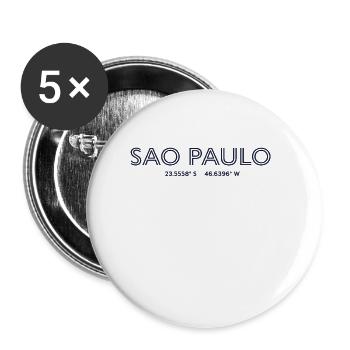 Brazil City Coordinates - Sao Paulo - Buttons small 1''/25 mm (5-pack) - white - Front