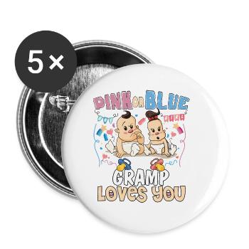 Gramp rose ou bleu t’aime le meilleur grand-père de tous les temps - Lot de 5 petits badges (25 mm) - blanc - Devant