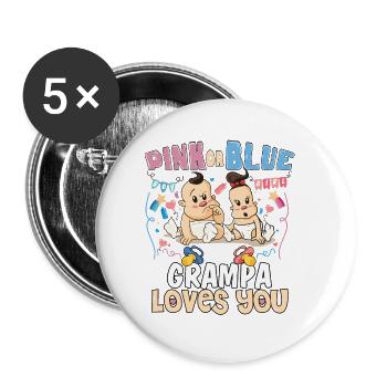 Grampa rose ou bleu t’aime le meilleur grand-père de tous les temps - Lot de 5 petits badges (25 mm) - blanc - Devant