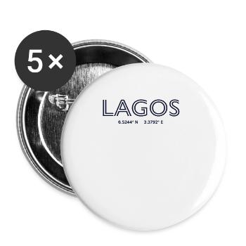 Nigeria City Coordinates - Lagos - Buttons small 1''/25 mm (5-pack) - white - Front