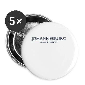 South Africa City Coordinates - Johannesburg - Buttons small 1''/25 mm (5-pack) - white - Front