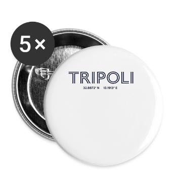 Libya Stadt Koordinaten - Tripoli - Buttons klein 25 mm (5er Pack) - Weiß - Vorne