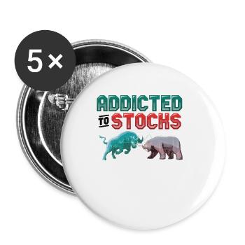 Addicted to Stocks, Bull Bear Stock Market - Buttons small 1''/25 mm (5-pack) - white - Front