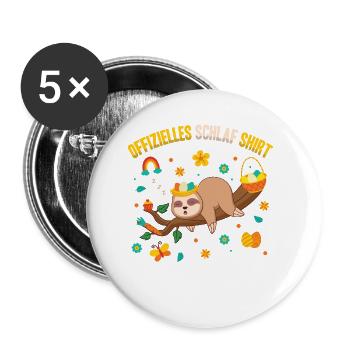 Offizielles Schlaf Shirt Cute Easter Sloth - Buttons klein 25 mm (5er Pack) - Weiß - Vorne