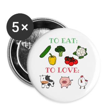 Friends no food Animal Love Vegetables Vegan herbie - Buttons small 1''/25 mm (5-pack) - white - Front