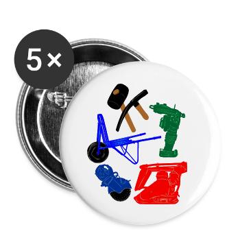 Outils de pavé - Lot de 5 petits badges (25 mm) - blanc - Devant