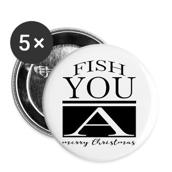 Beach Bass Fishing Funny Fisherman Fishes - Buttons small 1''/25 mm (5-pack) - white - Front