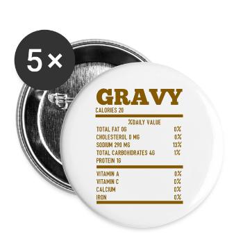 Thanksgiving Nutrition Gravy Funny Food Facts - Buttons klein 25 mm (5er Pack) - Weiß - Vorne