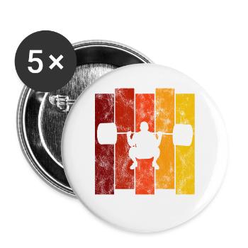 Musculation Bodybuilder GYM Fitnessstudio Retro - Lot de 5 petits badges (25 mm) - blanc - Devant