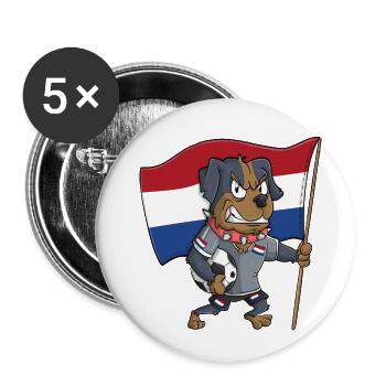 Chien fan hollandais - Lot de 5 petits badges (25 mm) - blanc - Devant