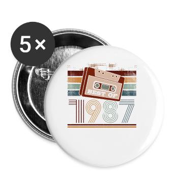 Best Of 1987 | Geburtstag Shirt | Geburtstag - Buttons klein 25 mm (5er Pack) - Weiß - Vorne