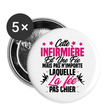 cette infirmière est une fée / humour infirmière - Lot de 5 petits badges (25 mm) - blanc - Devant
