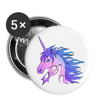 Licorne incroyablement belle coloration - Lot de 5 petits badges (25 mm) - blanc - Devant