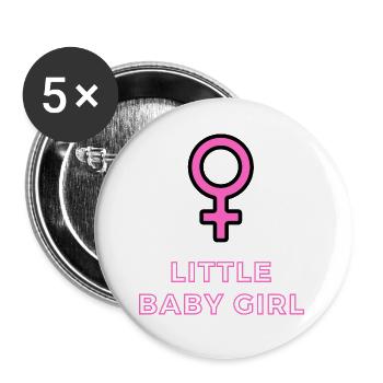 Baby Ankündigung - Mädchen - Schwangerschaft - Buttons klein 25 mm (5er Pack) - Weiß - Vorne