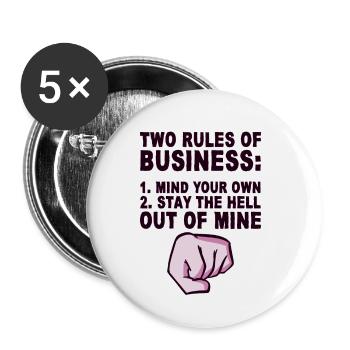 Deux règles d’affaires, occupez-vous des vôtres 4 - Lot de 5 petits badges (25 mm) - blanc - Devant