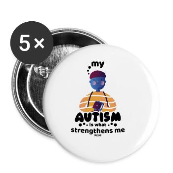 Autismus Sohn Junge Autist - Buttons klein 25 mm (5er Pack) - Weiß - Vorne