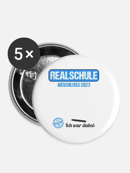 Realschule Gästebuch Realschulabschluss 2023 - Buttons klein 25 mm (5er Pack) - Weiß