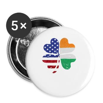Drapeau irlandais américain de l’Irlande JOUR DE LA SAINT-PATRICK - Lot de 5 petits badges (25 mm) - blanc - Devant
