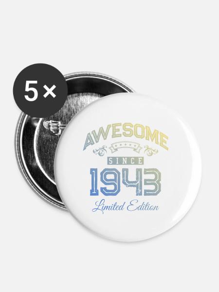 1943 awesome since - Buttons klein 25 mm (5er Pack) - Weiß