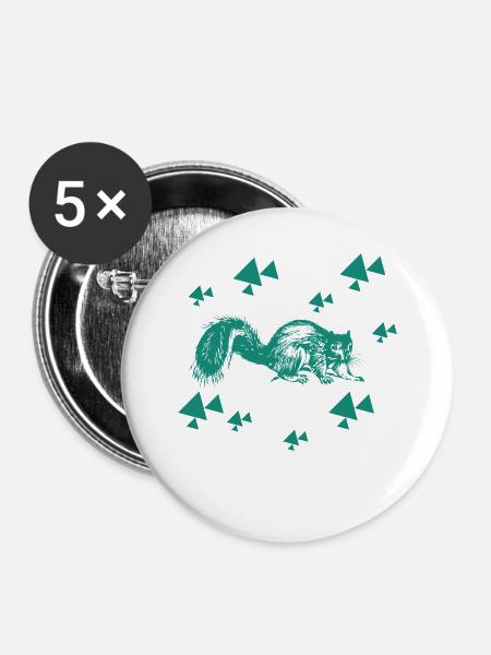 Eichhörnchen - Nagetier - Buttons klein 25 mm (5er Pack) - Weiß