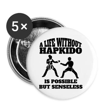 Hapkido Kampfkunst Judo Kampfsport Aikido Karate - Buttons klein 25 mm (5er Pack) - Weiß - Vorne
